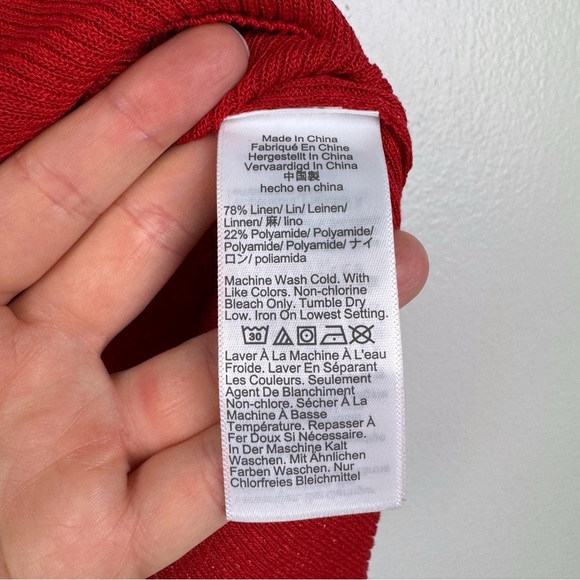 Madewell Linen Blend Scoopneck Lightweight Sweater Tank Top Red Size L NWT - Picture 8 of 8